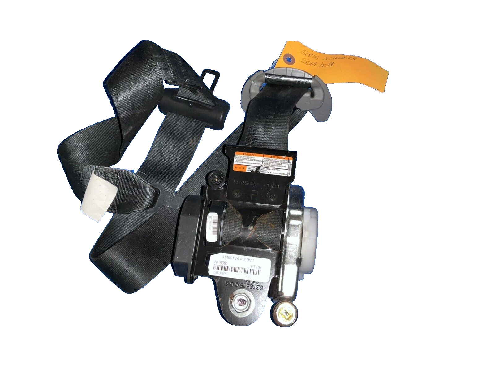 2018-22 Honda accord front rh passenger seat belt retractor black oem 