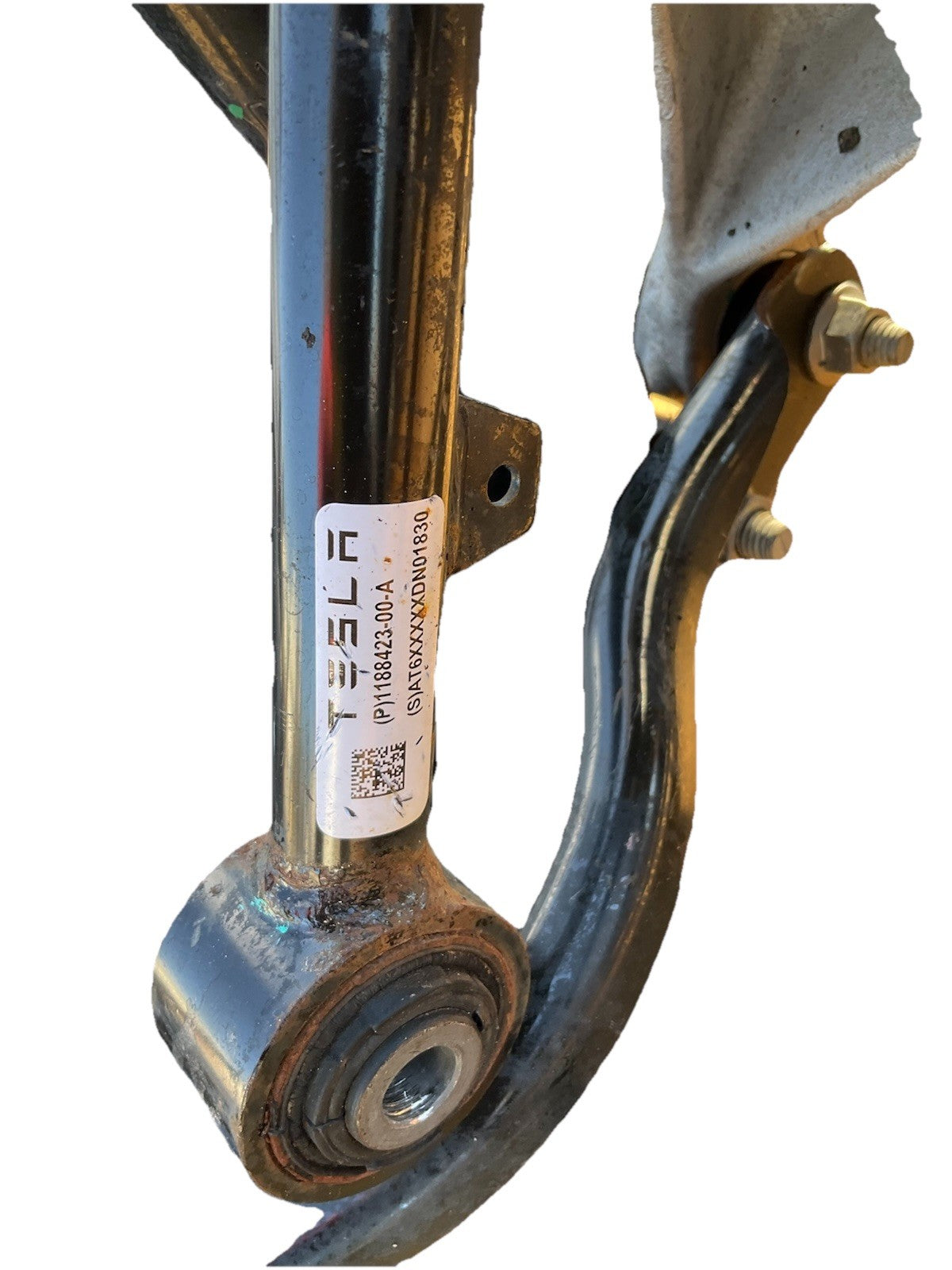 17-23 Tesla Model 3 Rear Left Suspension Knuckle Spindle Lower Arm Complete.