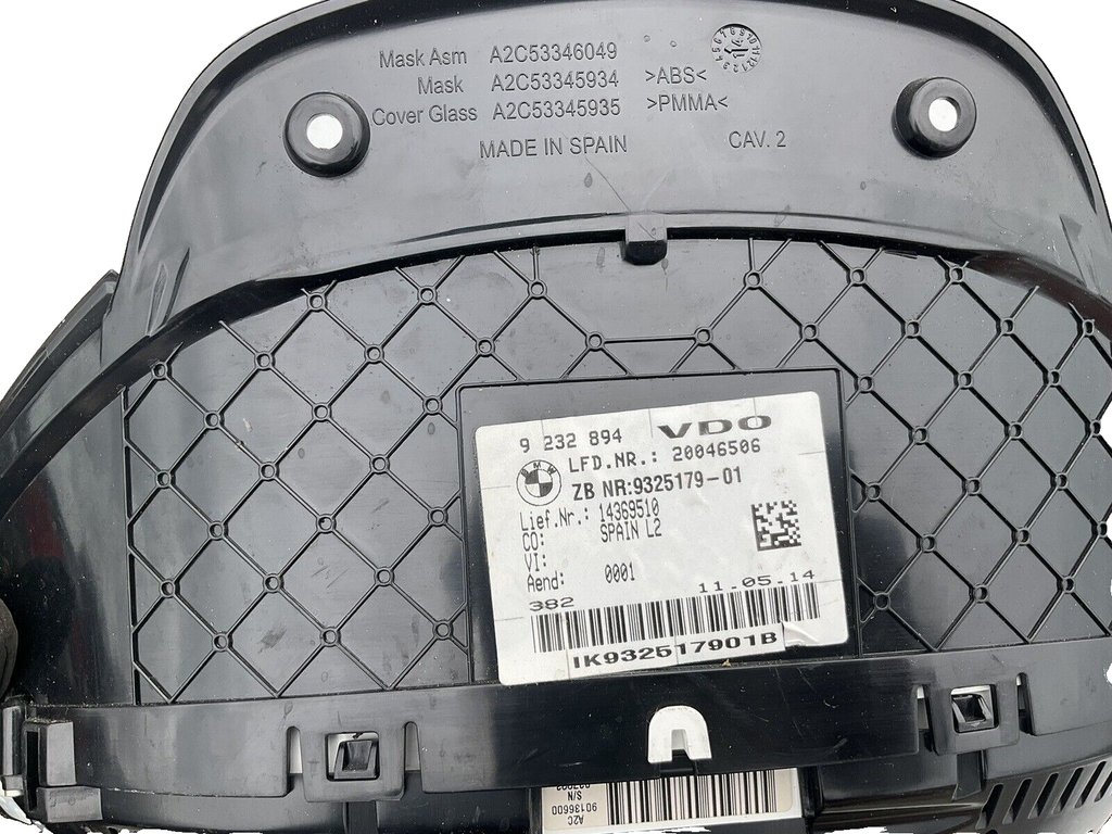 2013-2016 bmw 328i sedan instrument  speedometer 62109232894 oem