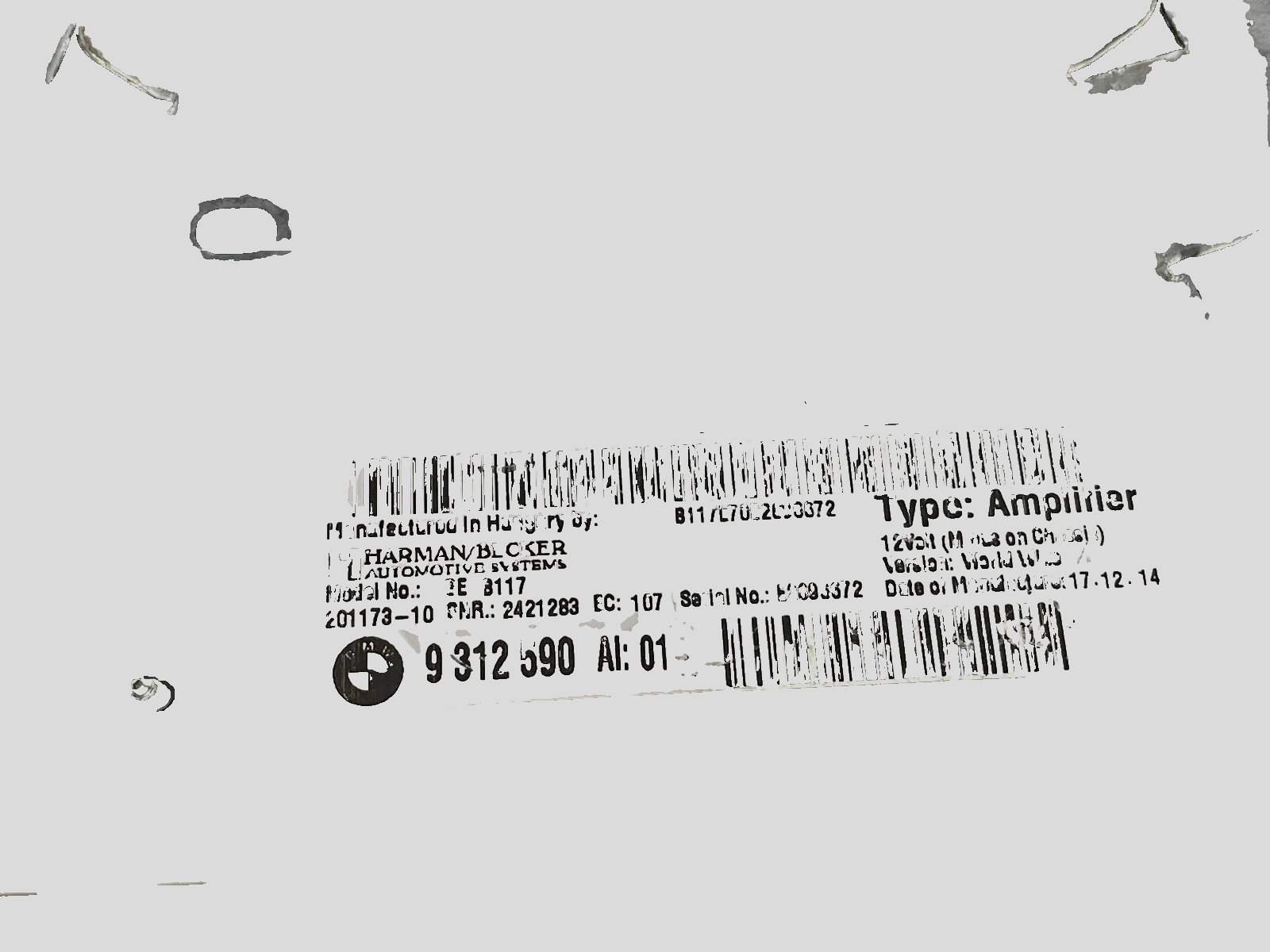 09-15 F01 Bmw 740i 740li 750i 750li harman becker amplifier 9312590 oem